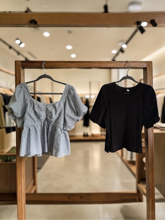 Old Navy Tops - Old Navy Peasant Peplum Blouse + Black Puff Sleeve Top Bundle – Size XL